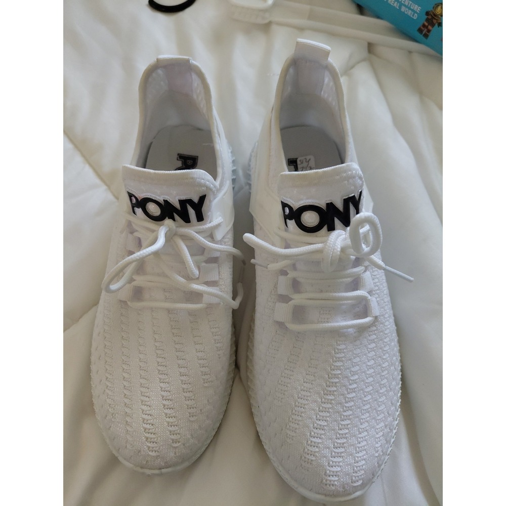 Pony PP2 Base Knit Lace Up White‎ Mens Shoes Size 7.5M Walking Joggers